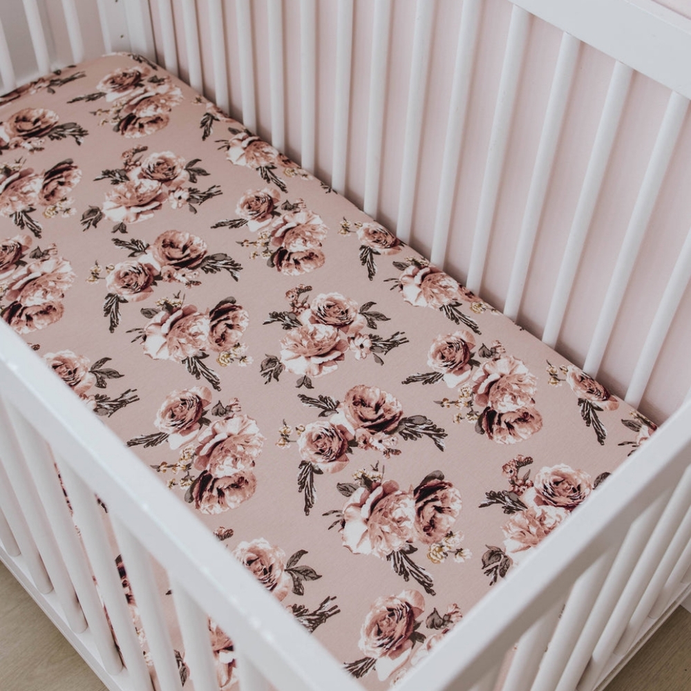 Little Miss Dessa | Knit Jersey Crib Sheet | English Rose